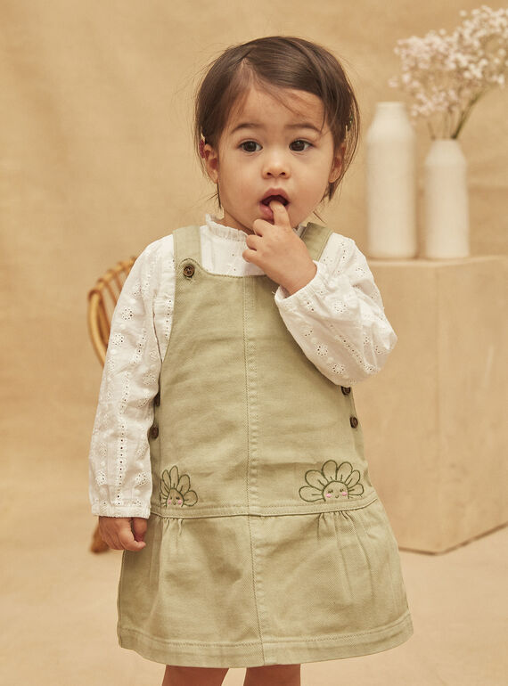 Embroidered clay-green chasuble dress KABERENICE / 24E1BF31CHSG600