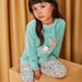 Green velvet pajamas with rabbit and floral print