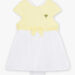 Two-tone satin dress and baby girl bloomer