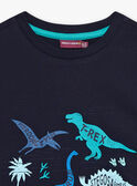 Navy blue T-shirt with dinosaur design for child boy CYDOAGE2 / 22E3PGT2TMC070