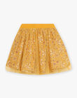 Child girl mustard yellow skirt with satin and tulle floral print COTUETTE / 22E2PF91JUPB106