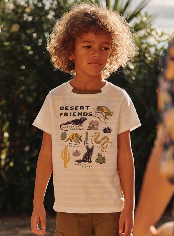 Ecru T-shirt with animals and desert plants FLANUAGE / 23E3PGO3TMC001
