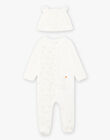 Velvet bear print romper and baby bonnet BOSANDRE B / 21H0NMK1GRE001
