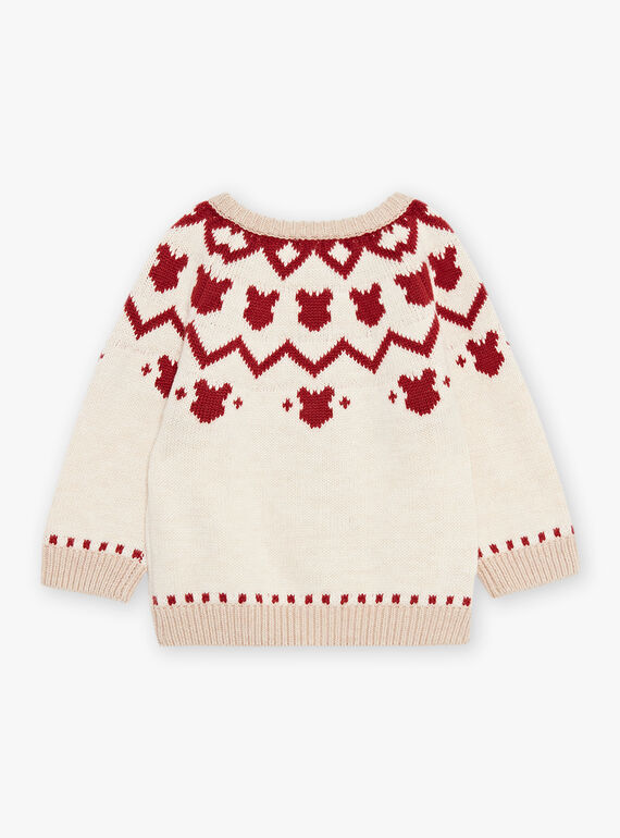 Red and beige knit cardigan DAPIERRE / 22H1BGX1GILF512