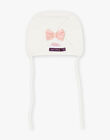 Baby Girl Ecru Beanie with Pink Bow BIPERLE / 21H4BFD1BON001