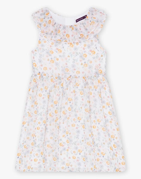 Child girl sleeveless dress in ecru with floral print CLUZETTE / 22E2PF12ROB001