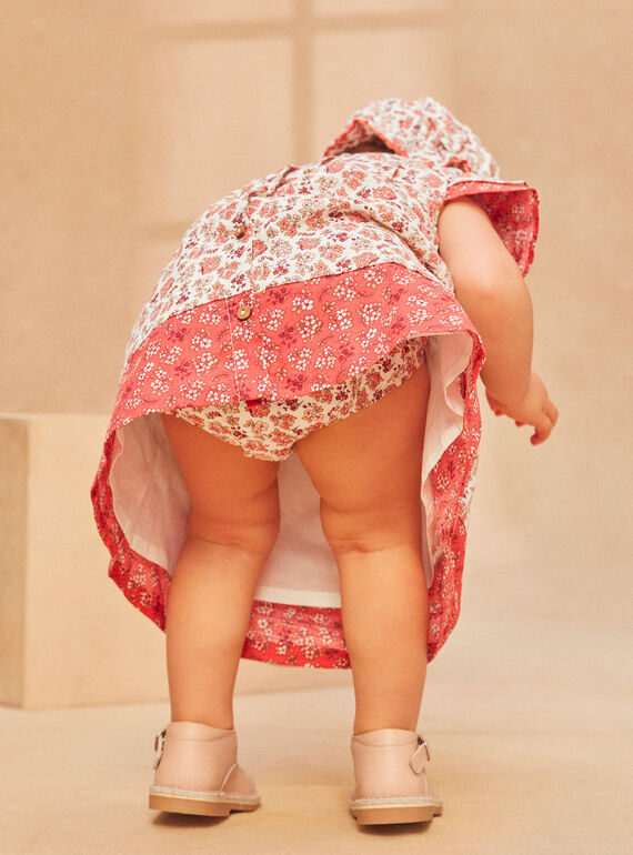 Terracotta patchwork dress KANORA / 24E1BFE1ROB001