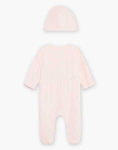 Baby Girl Velour Romper and Matching Pink Bonnet DONA_B / 22H0NF12GRE307