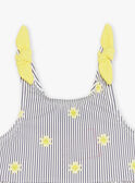 Navy and yellow 1-piece swimsuit with stripes and sun print FITINA / 23E4BFM2MAIA001