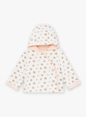 Hooded baby jacket in ecru tubique LOELIA / 24H0CF11VES001