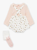 Ecru and pink bodysuit, romper and tights set LOUANE / 24H0CF12ENS001