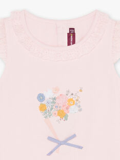 Pink blush t-shirt with bouquet animation child girl CLUTIJETTE / 22E2PF11TMCD300