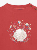 Red T-shirt with seashell pattern in sequins FOCOKYETTE / 23E2PFC2TMC410