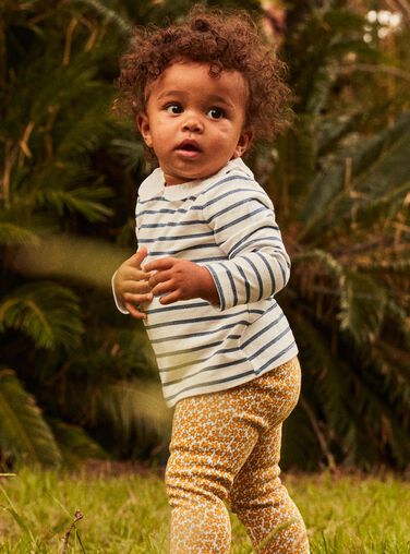 Off white and navy blue t-shirt FABULEUSE / 23E1BF81TEE001