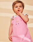 Pink twill overalls with 3D cat ears embroidered pocket FASABINE / 23E1BFS1CHSD303