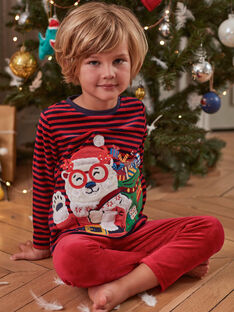 Child boy's velvet striped Christmas bear pajama set BODRAGE / 21H5PGI3PYJF528