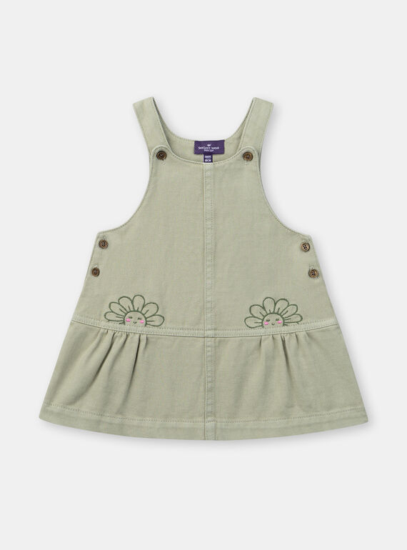 Embroidered clay-green chasuble dress KABERENICE / 24E1BF31CHSG600