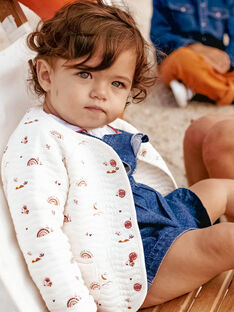 Baby girl's ecru tubular cardigan with fancy print CABABY / 22E1BF71CAR001