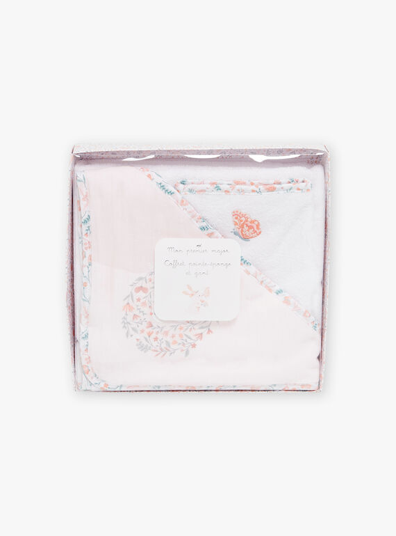 White sponge point and glove with flowers and rabbit design for girls CONSTANCE / 22E0AFC1POI000