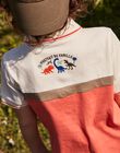 Off white and coral polo shirt child boy CUWIAGE / 22E3PGP1POL001