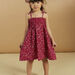 Child girl flared dress in poplin with pink floral print