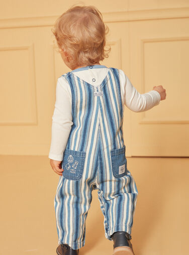Blue and white denim dungarees with stripe print Blue and white denim dungarees with stripe print LADEREK / 24H1BGJ1SALP274