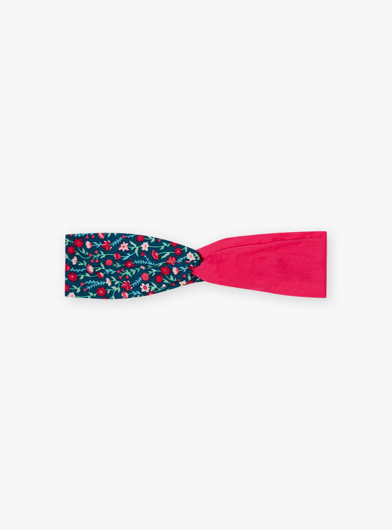 Girl's pink and blue headband with flower print BUBELETTE / 21H4PFS9TET310