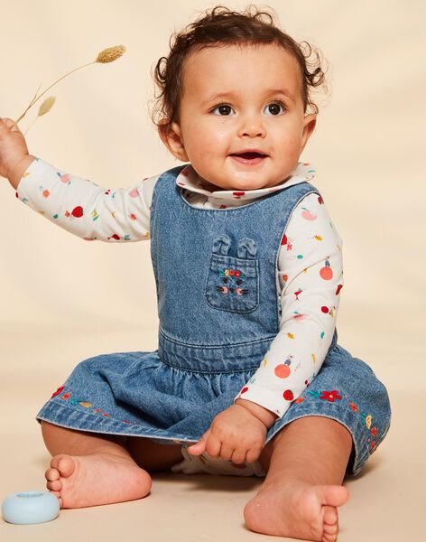Denim jumper dress and printed bodysuit FADOUCE / 23E1BFB1ENS001