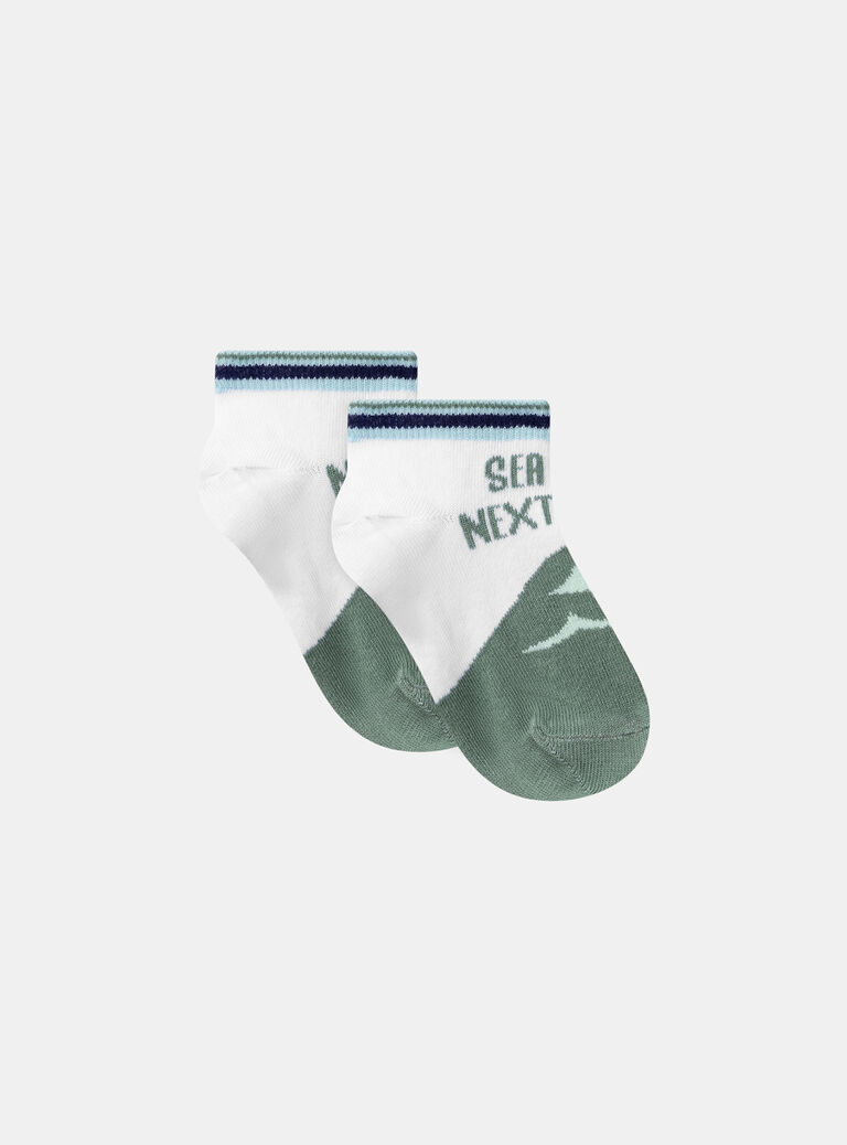 White and Turquoise See You Next Wave Jacquard Socks KLIVAGAGE / 24E4PGR1SOQG600