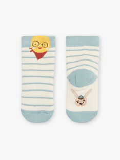 Baby boy blue and ecru striped socks CACET / 22E4BGB1SOQ001