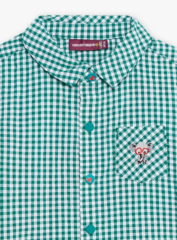 Baby boy green and white gingham shirt CATARCEL / 22E1BGM1CHMG627