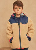 Blue and beige reversible hooded down jacket GLOCHAGE / 23H3PG41GIPC212