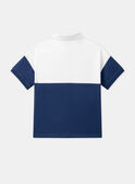 Blue and white jersey polo shirt with guitar badger motif LEPOLAGE / 24H3PGJ1POL000