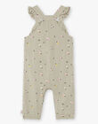 Baby girl's khaki overalls with floral print BACHARLENE / 21H1BF21SAL604