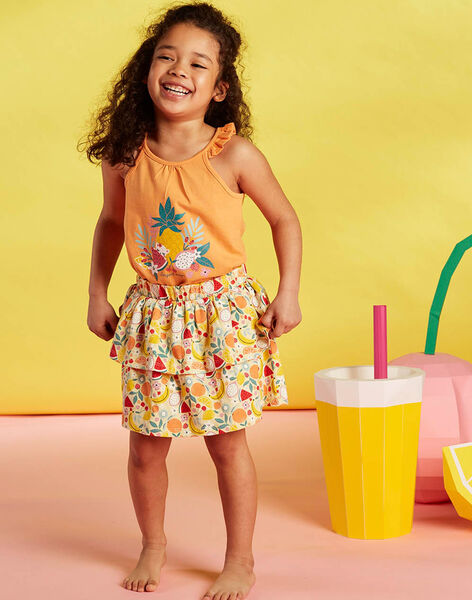 Child girl's fruit print tank top and skirt set CRUPETTE / 22E2PFS3ENSE405