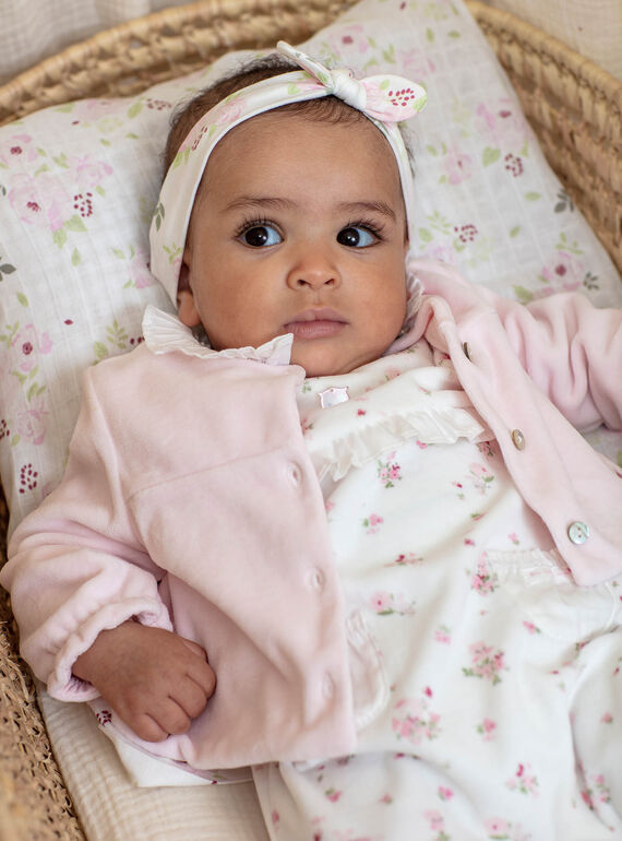 White and pink sleep suit and cardigan baby girl BONITA / 21H0NF42ENS301