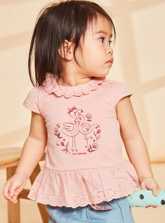Pink flamingo blush t-shirt FAWILLOW / 23E1BFQ1TEED300