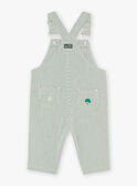 Bottle green and vanilla striped overalls FACRANT / 23E1BGB1SALG611