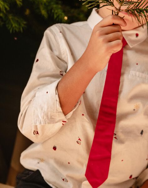 Christmas print long sleeve shirt and tie set DUROAGE / 22H3PG61CHM001