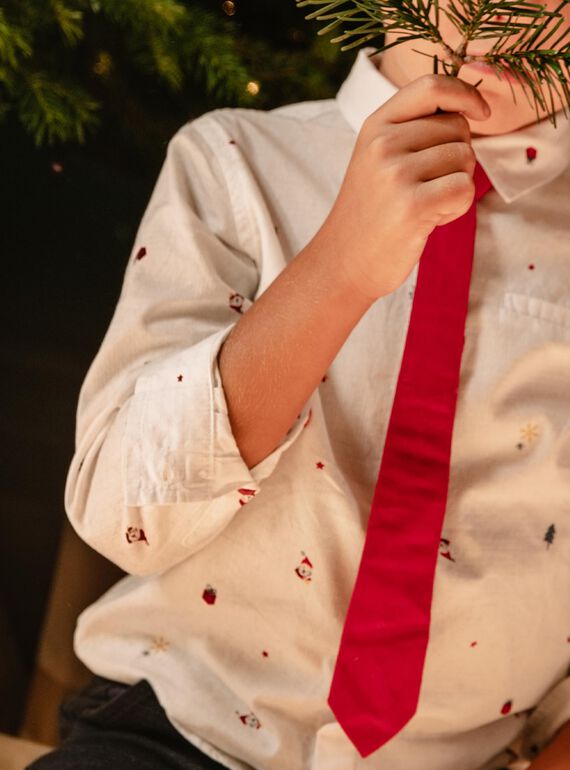 Christmas print long sleeve shirt and tie set DUROAGE / 22H3PG61CHM001