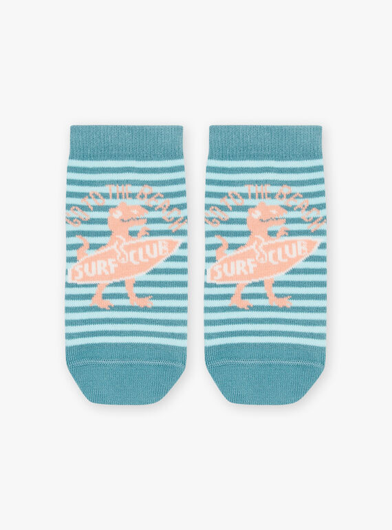 Blue socks with stripes and dinosaur print FLUSTRAGE / 23E4PGQ1SOQ205