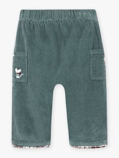 Baby boy green corduroy pants with check pattern BAVOLTAIRE / 21H1BGQ2PANG619