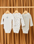 Set of 3 long sleeved organic cotton bodysuits in ecru 22H5BG41BDL001