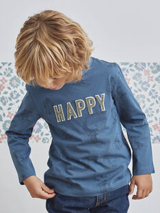 Child boy blue t-shirt with bear print BOZIDAGE / 21H3PGO2TMLC233