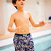 Child boy's blue leaf print swim shorts