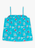 Child girl turquoise tank top with flower and turtle print CAUDEBETTE 2 / 22E2PFT2DEB202