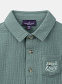 Dark Turquoise Double Gauze Short Sleeve Shirt KAVALMI / 24E1BGR1CHMG600
