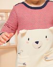 Cream striped sleep suit with bear head animation FEDOURSON / 23E5BG21GREA002