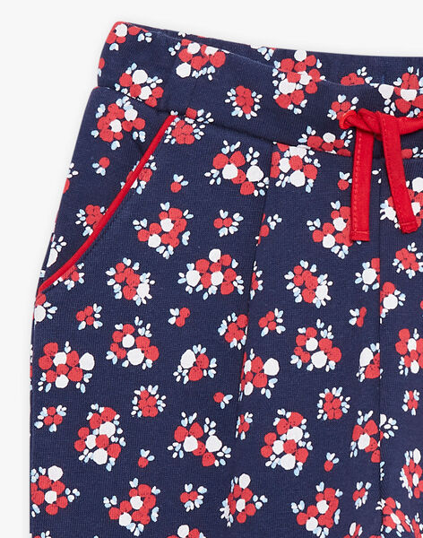 Child girl navy blue floral print jogging suit CLAPETTE / 22E2PFF2JGB070