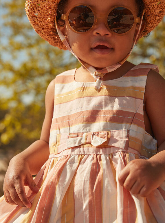 Ecru dress and panties with stripes print FAUNA / 23E1BFP2ROB001